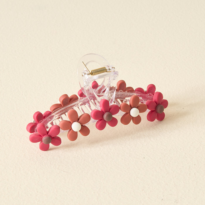 Burgundy Game Day Daisy Claw Clip