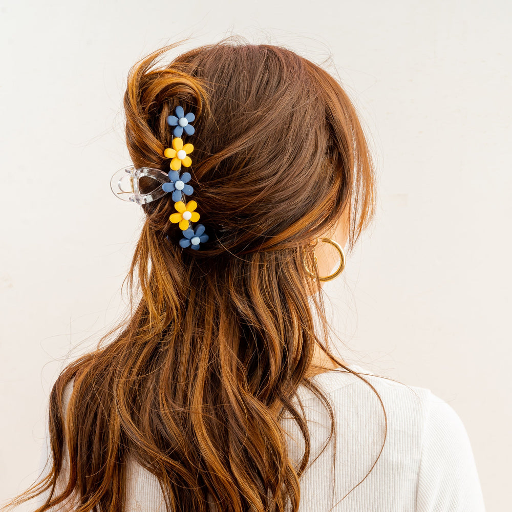 Navy Yellow Game Day Daisy Claw Clip