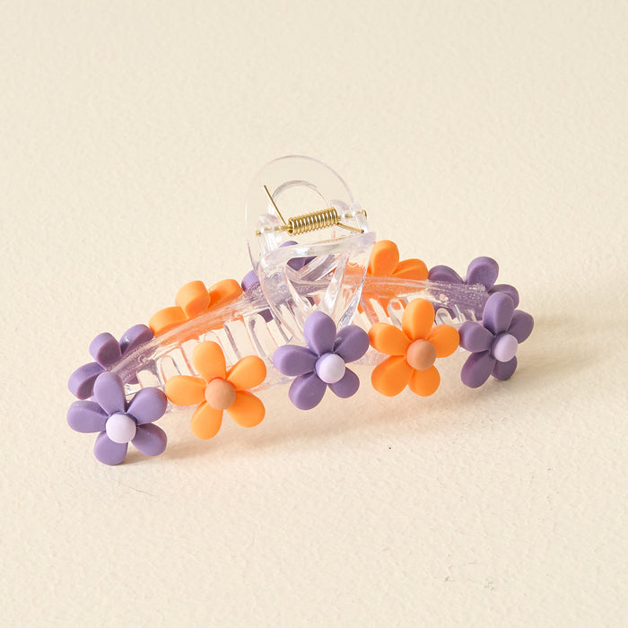 Orange Purple Game Day Daisy Claw Clip