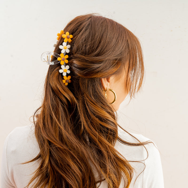 Orange Game Day Daisy Claw Clip
