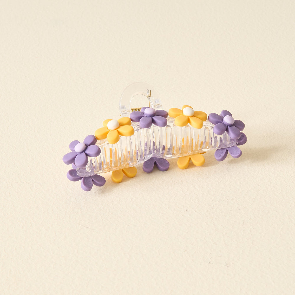 Purple Yellow Game Day Daisy Claw Clip