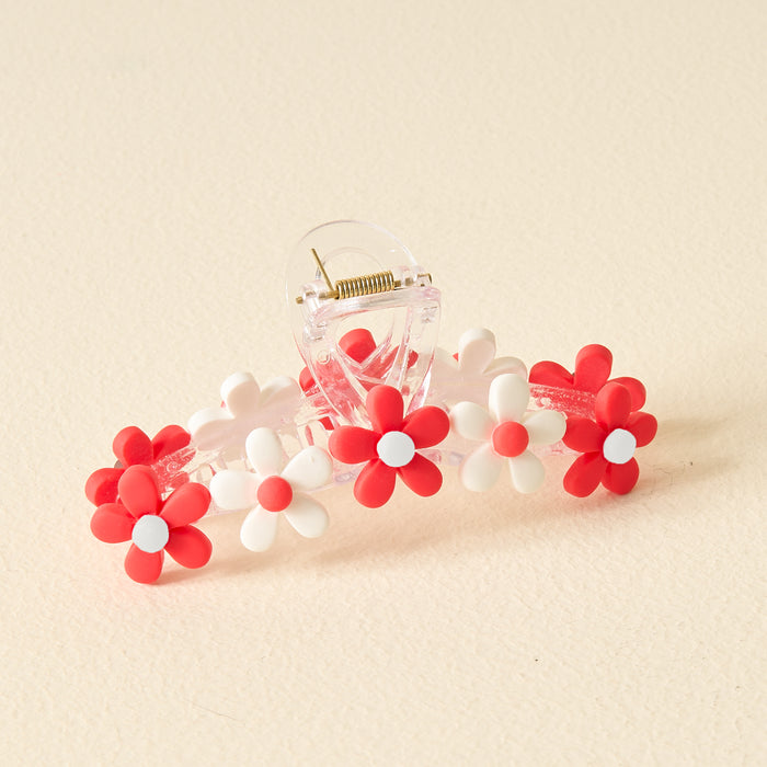 Red Game Day Daisy Claw Clip