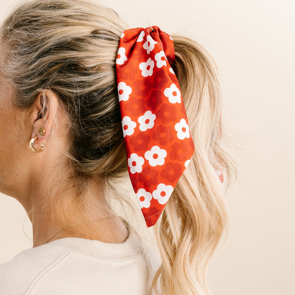 Burgundy Game Day Hair Scarf with Scrunchie