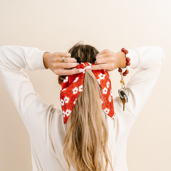 Burgundy Game Day Hair Scarf with Scrunchie
