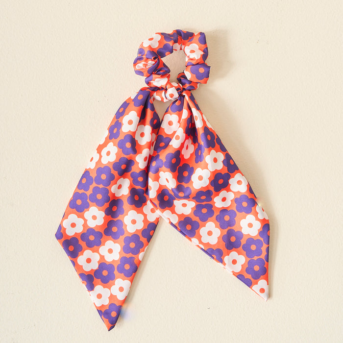 Orange Purple Game Day Hair Scarf with Scrunchie