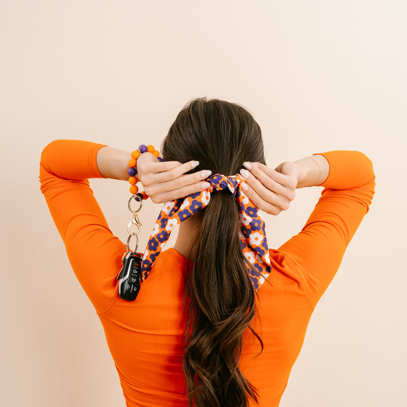Orange Purple Game Day Hair Scarf with Scrunchie