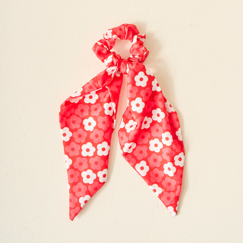 Red Game Day Hair Scarf with Scrunchie