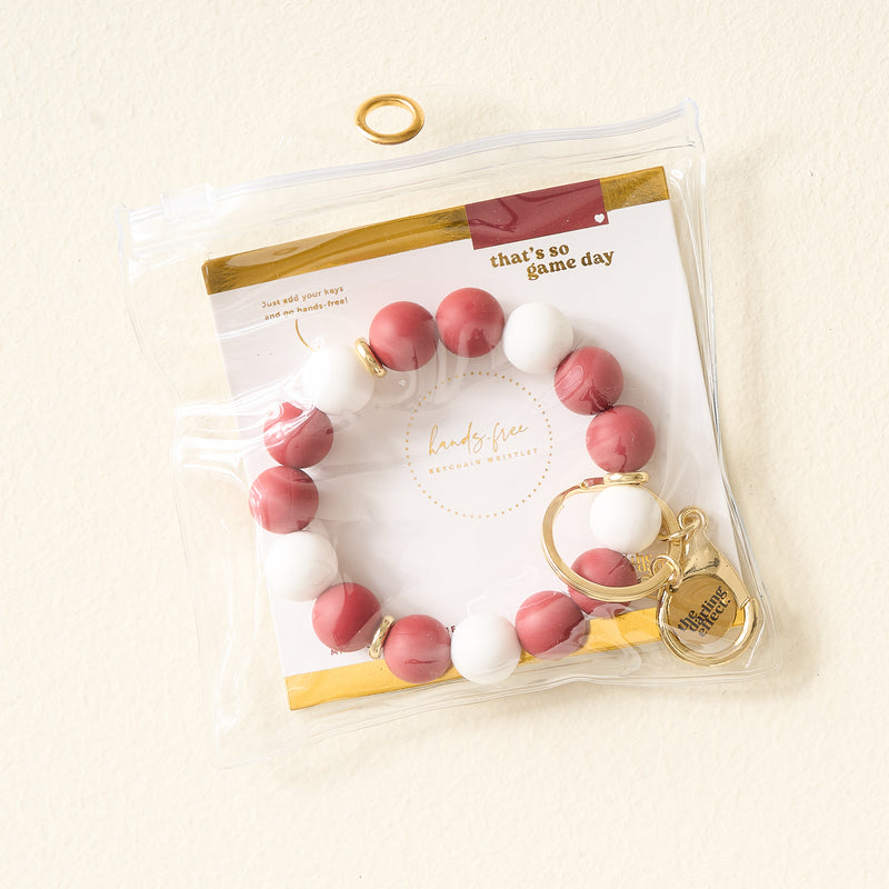 Burgundy Gameday Hands-Free Keychain Wristlet