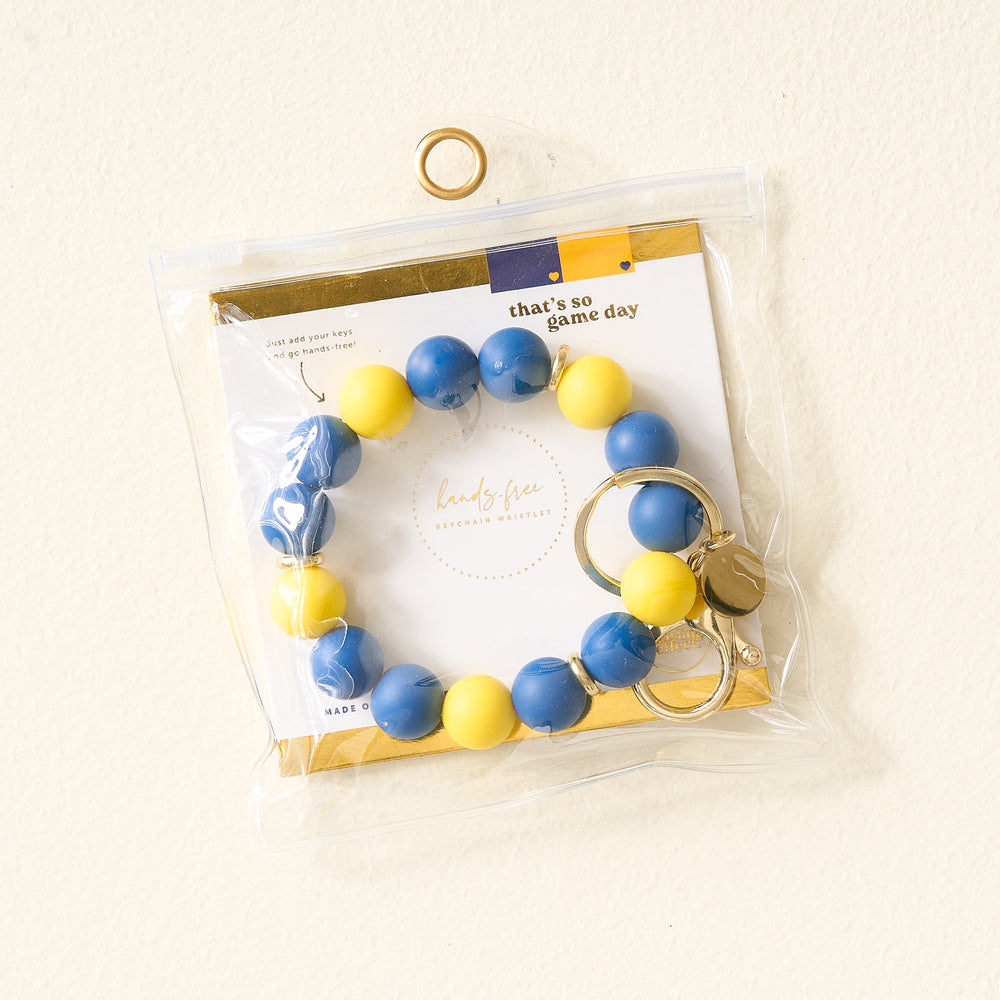 Navy Yellow Game Day Hands-Free Keychain Wristlet