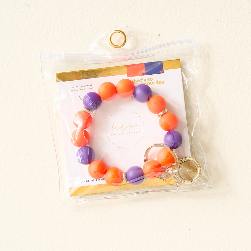 Orange Purple Game Day Hands-Free Keychain Wristlet