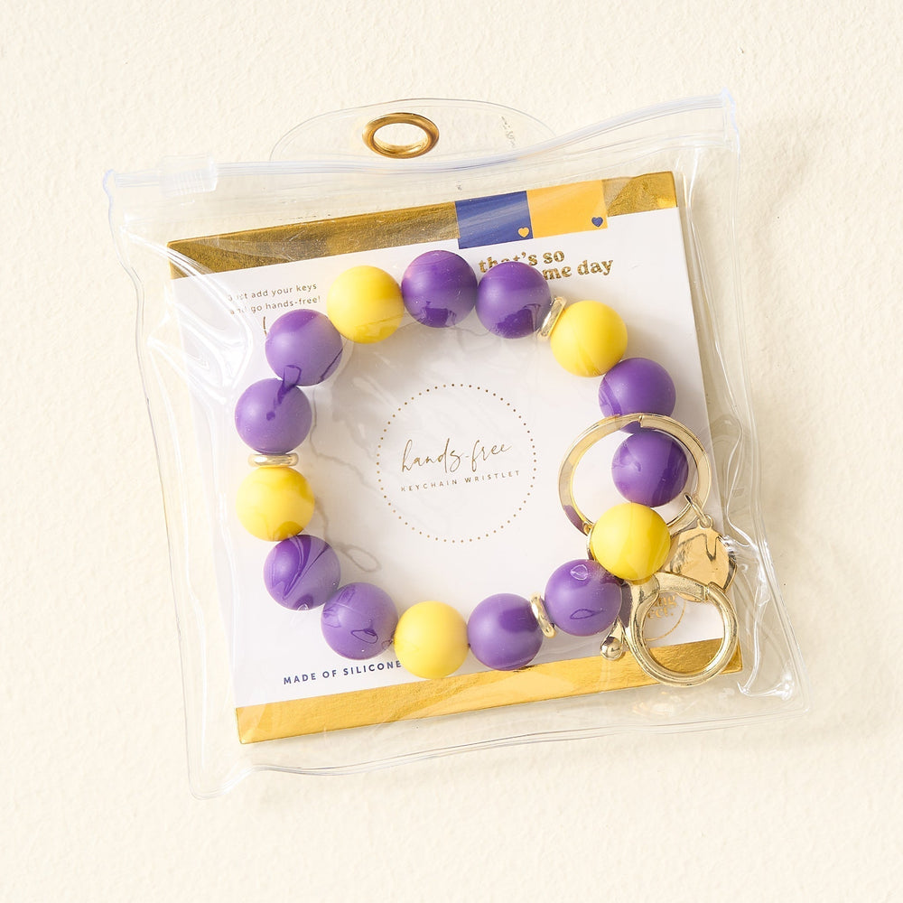 Purple Yellow Game Day Hands-Free Keychain Wristlet