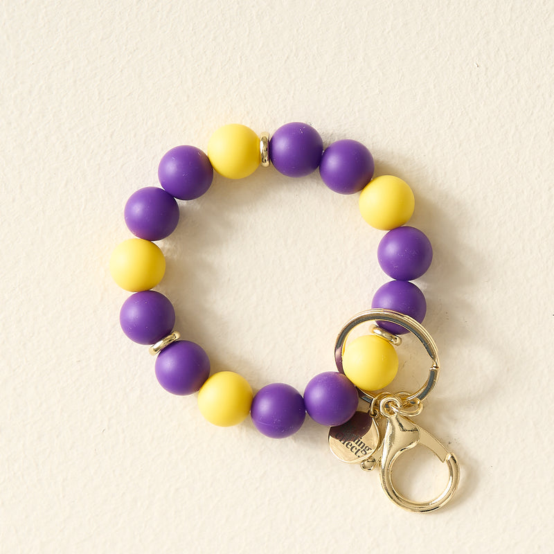 Purple Yellow Gameday Hands-Free Keychain Wristlet
