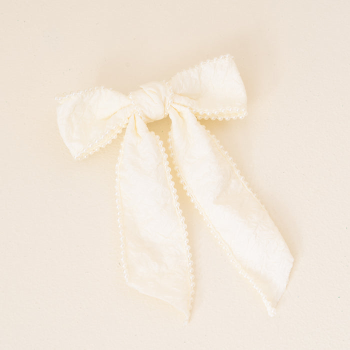 Cream Pearl Hair Bow