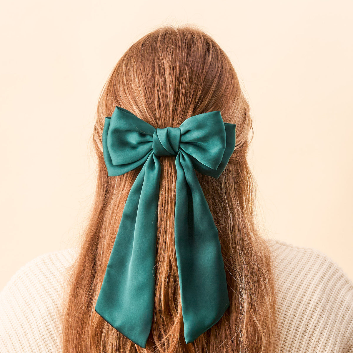 Dark Green Satin Hair Bow