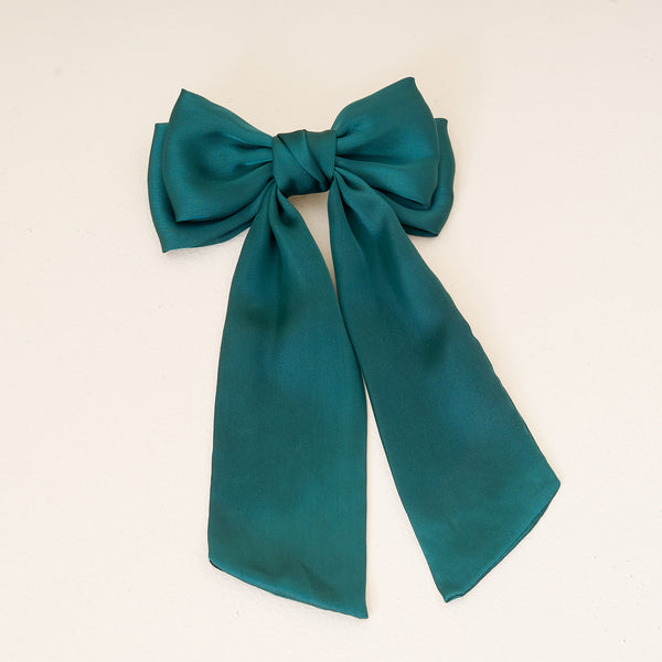 Dark Green Satin Hair Bow