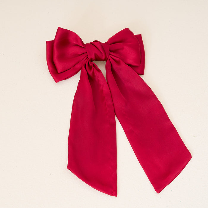 Dark Red Satin Hair Bow
