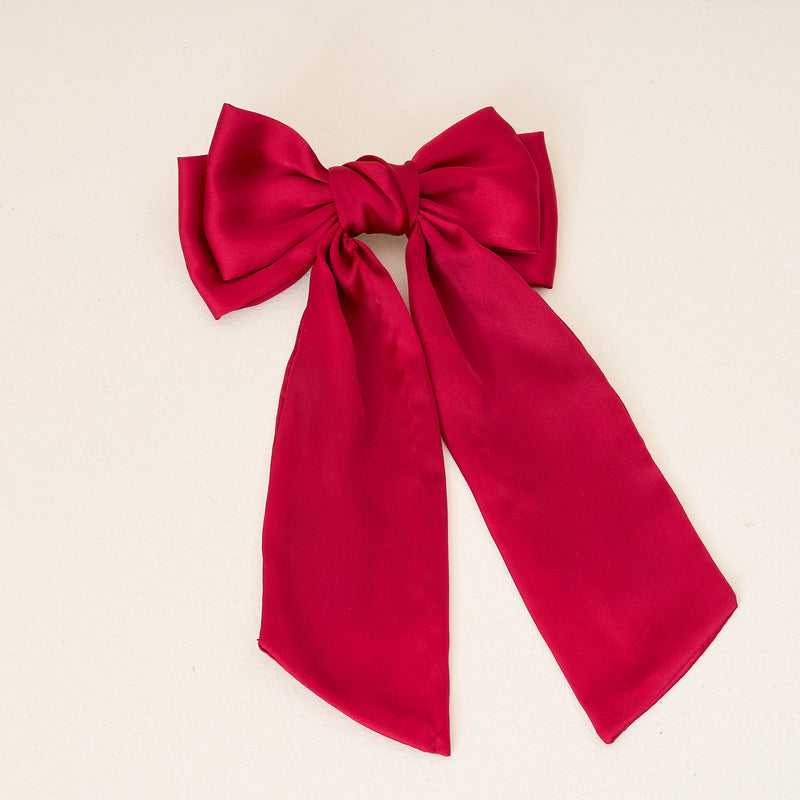 Dark Red Satin Hair Bow