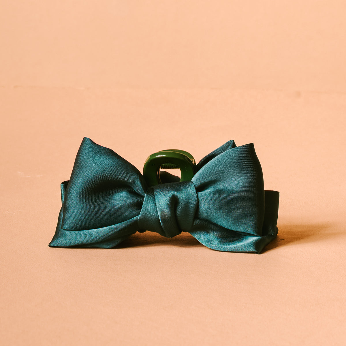 Green Mini Satin Bow Claw Clip
