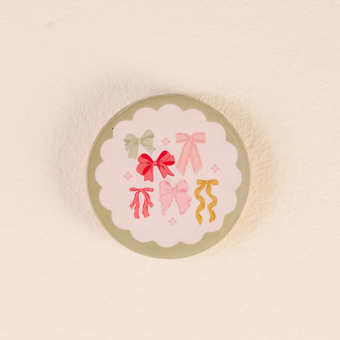 Bow Affair Wood Enamel Coaster