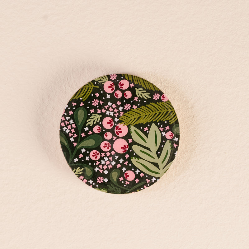 Jolly Sprig Wood Enamel Coaster
