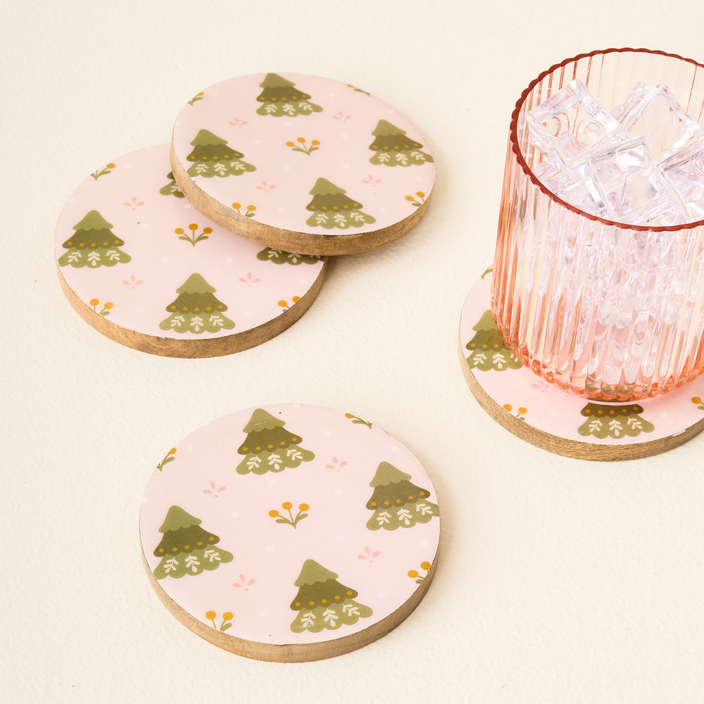 Holiday Wood Coaster - Set of 4