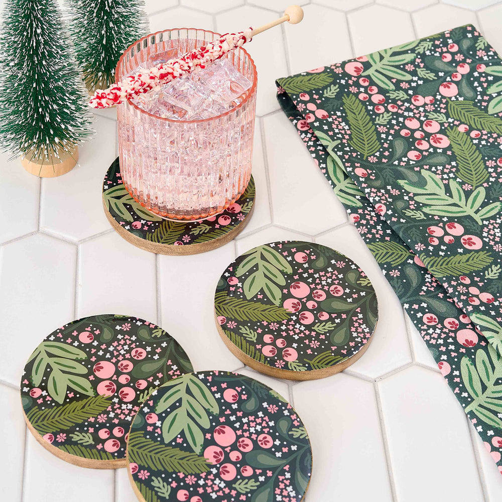 Holiday Wood Coaster - Set of 4