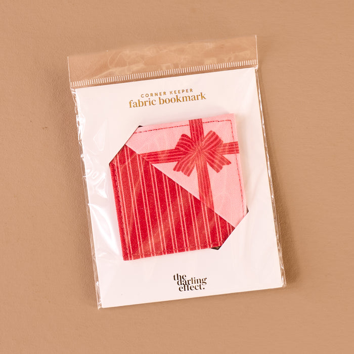Holiday Gift Bow Red Corner Keeper Fabric Bookmark
