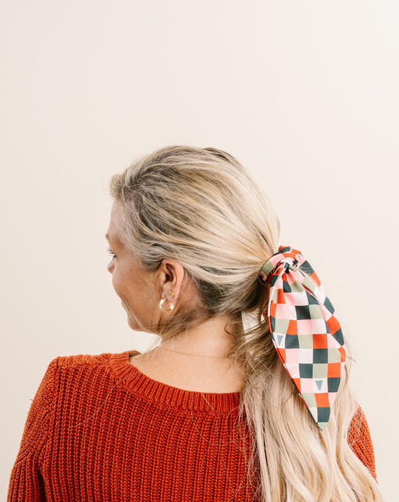 Hair Scarf with Scrunchie - Holiday Check