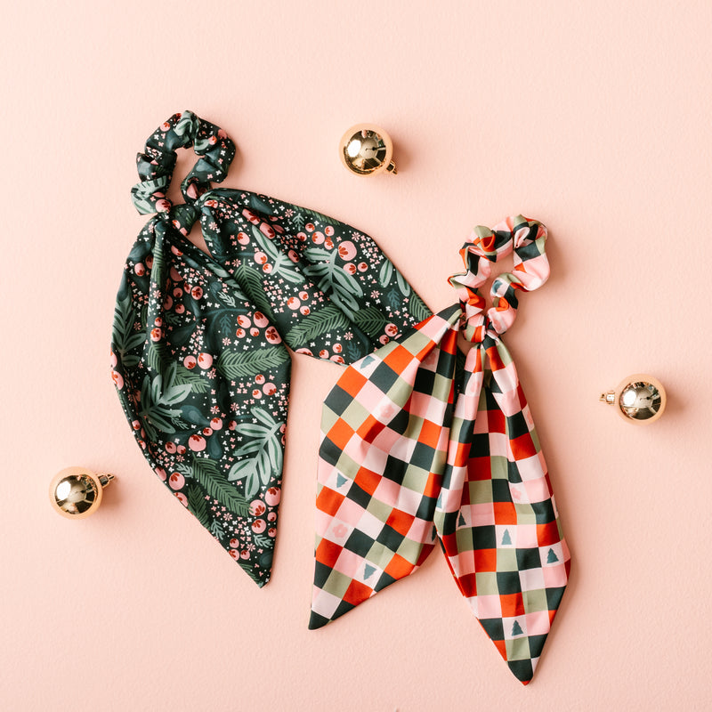 Holiday Check Hair Scarf with Scrunchie