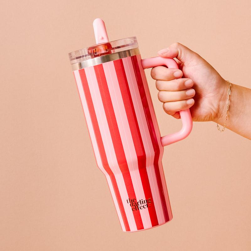 Peppermint Stripes 40 oz Lifestyle Flip Straw Tumbler