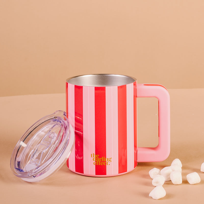 Peppermint Stripes 14 oz Insulated Mug