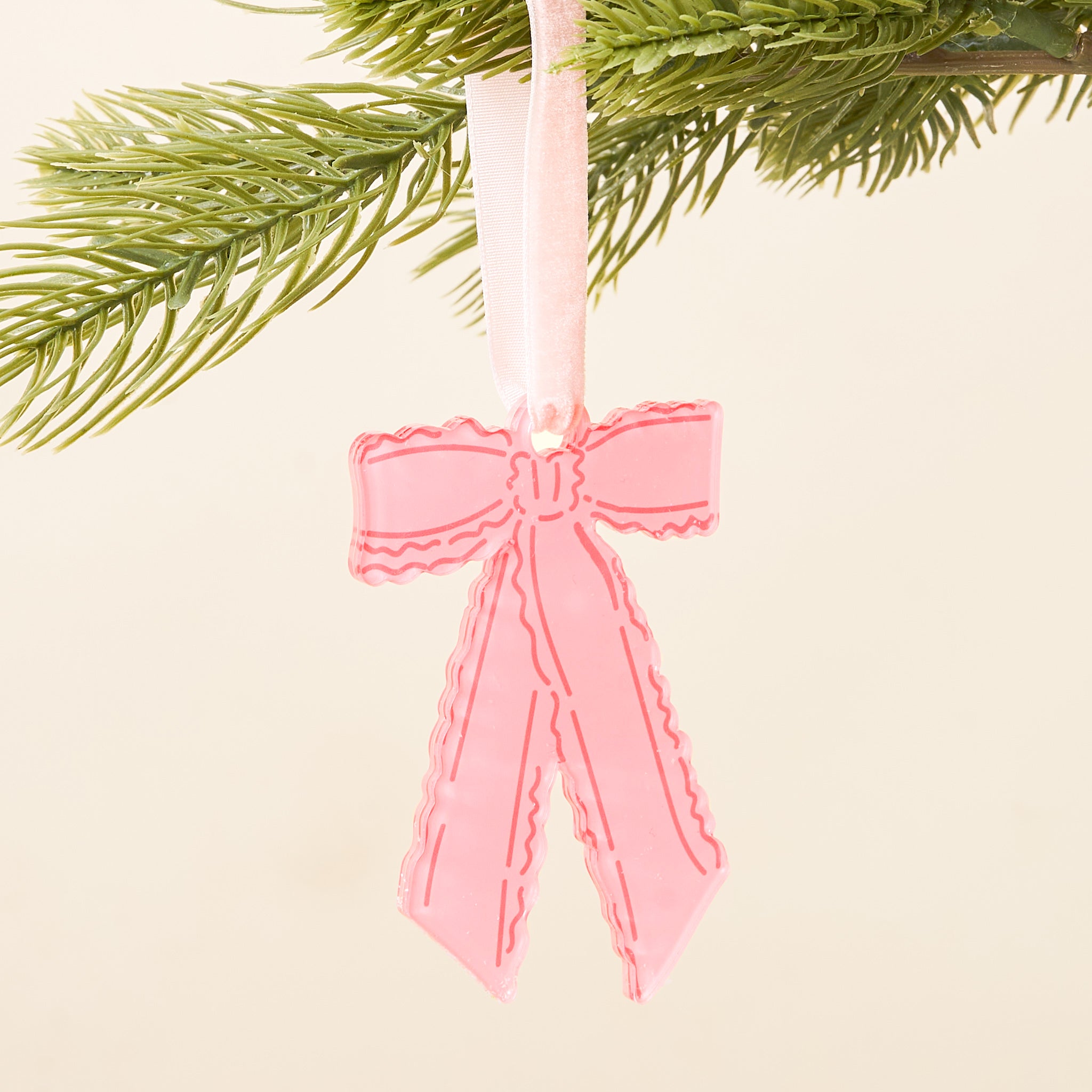 Shaped Tree Ornament - Ruffle Bow