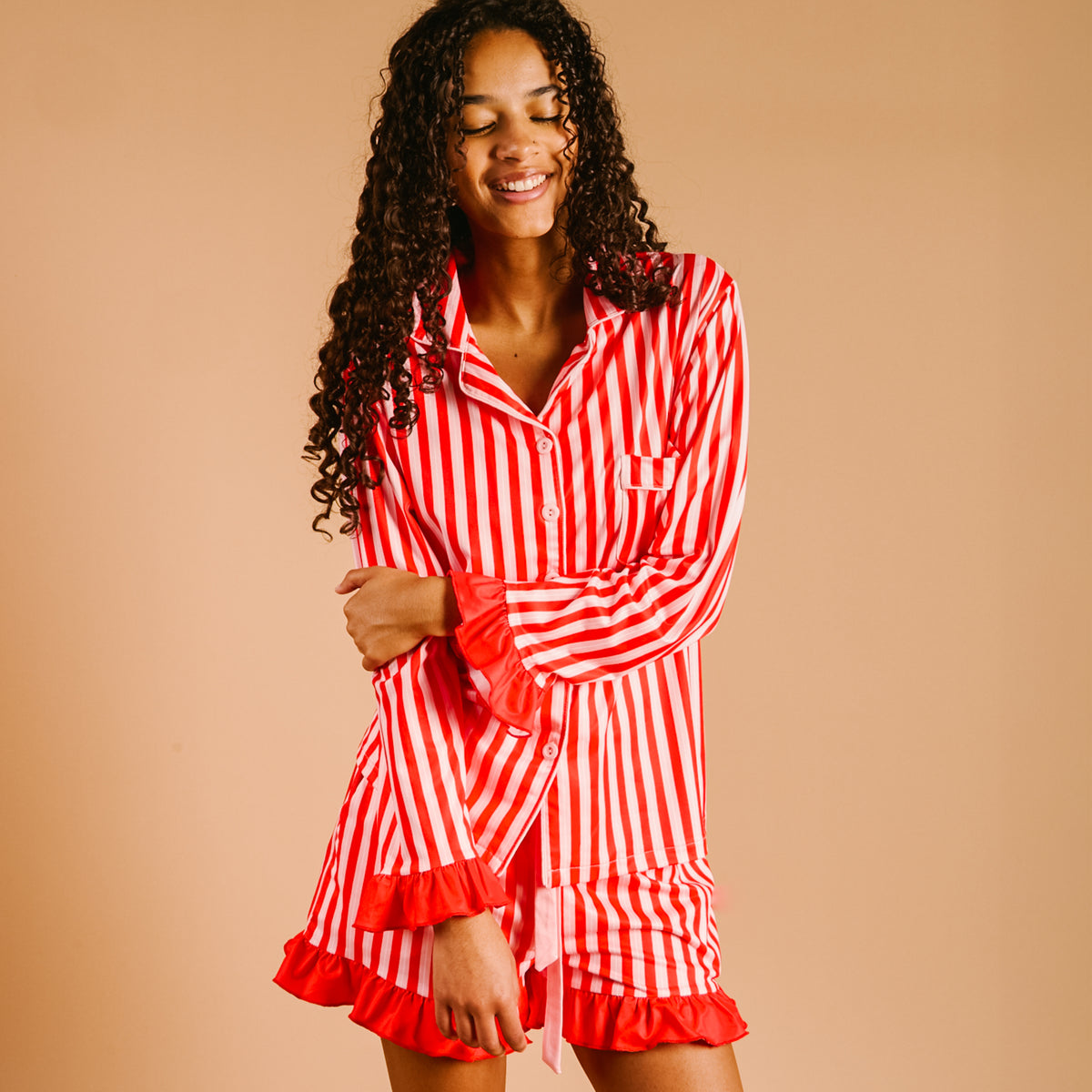 Peppermint Stripes Sweet Dreams Pajama Shorts Set