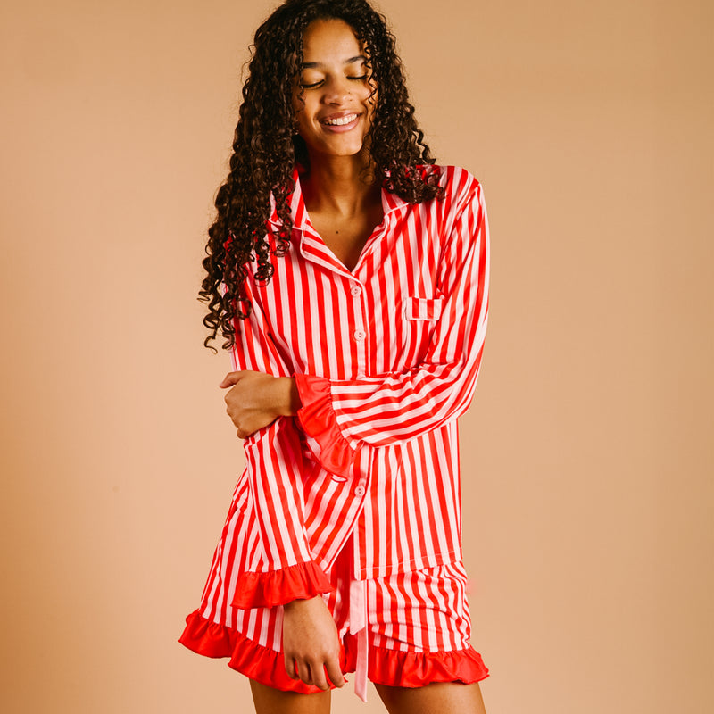 Peppermint Stripes Sweet Dreams Pajama Shorts Set