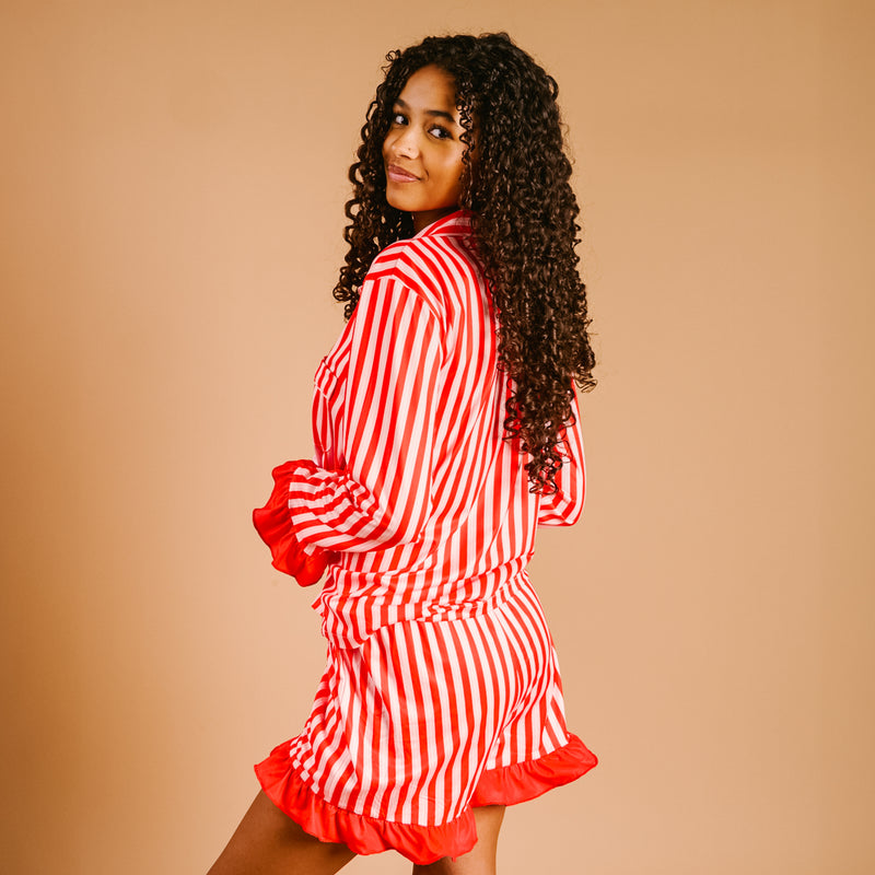 Peppermint Stripes Sweet Dreams Pajama Shorts Set