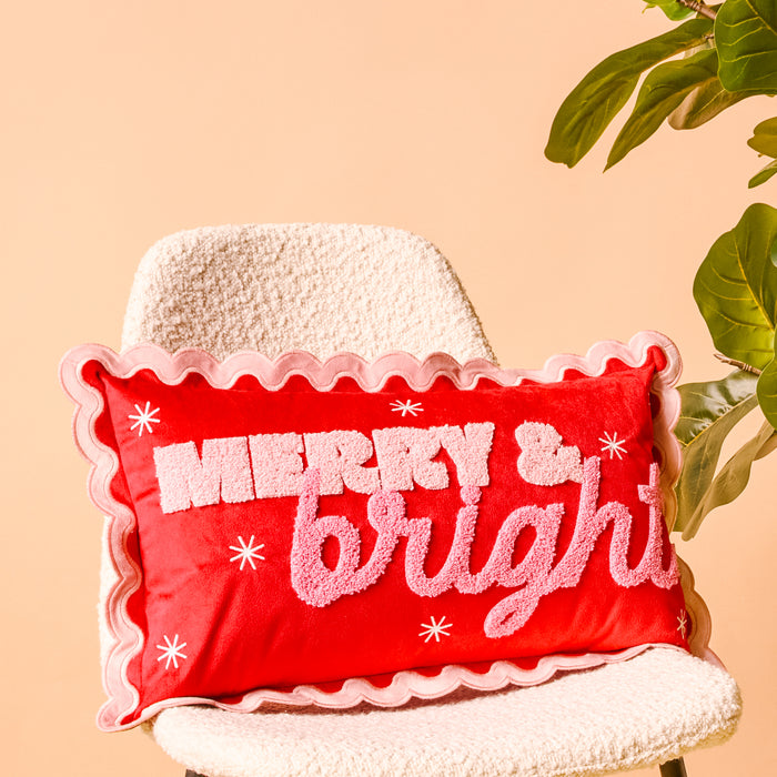 Merry & Bright Scalloped Rectangle Throw Pillow