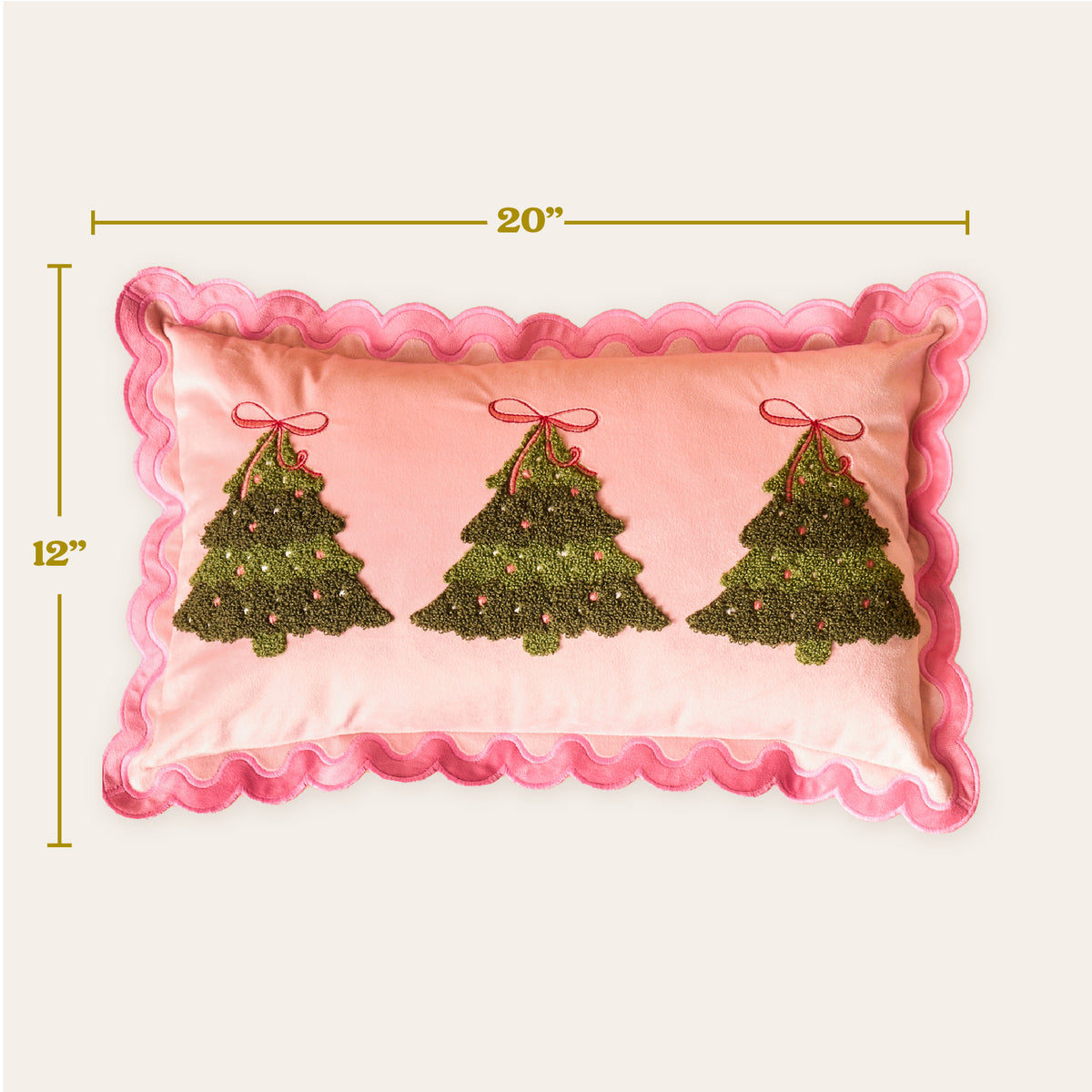Twinkling Trees Scalloped Rectangle Throw Pillow