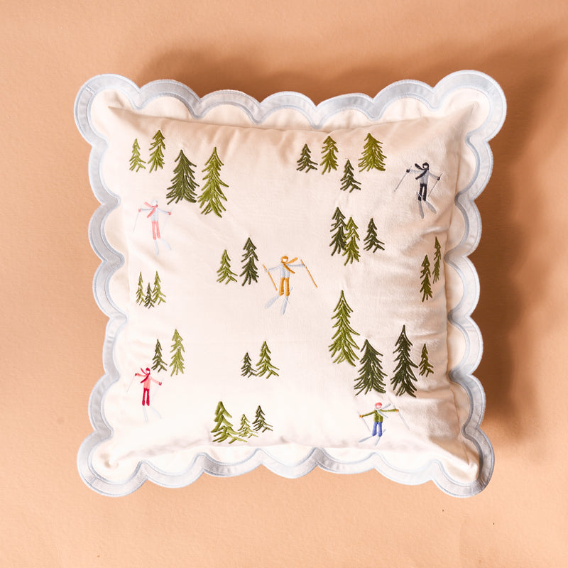 Aprés Ski Scalloped Square Throw Pillow