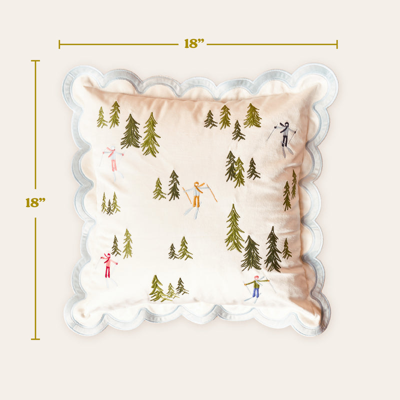 Aprés Ski Scalloped Square Throw Pillow