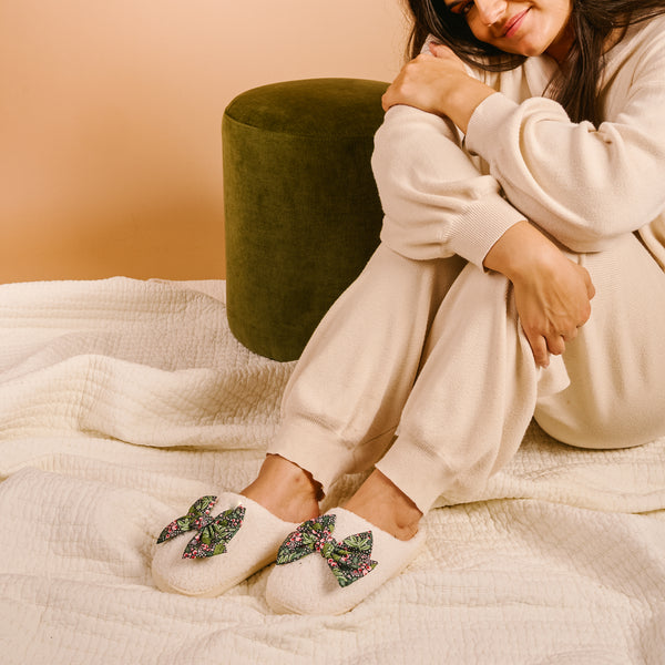 Betty Bow Jolly Sprig Fuzzy Slippers