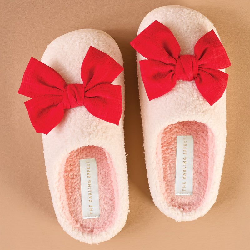 Betty Bow Red Fuzzy Slippers