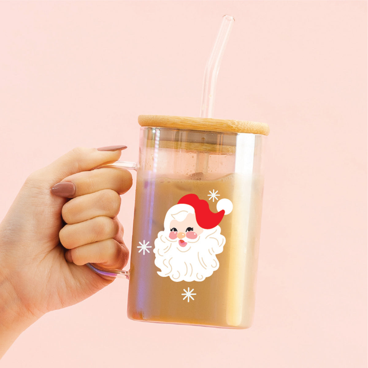 Santa Square Glass Cup