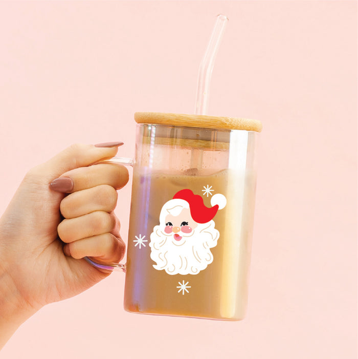 Santa Square Glass Cup