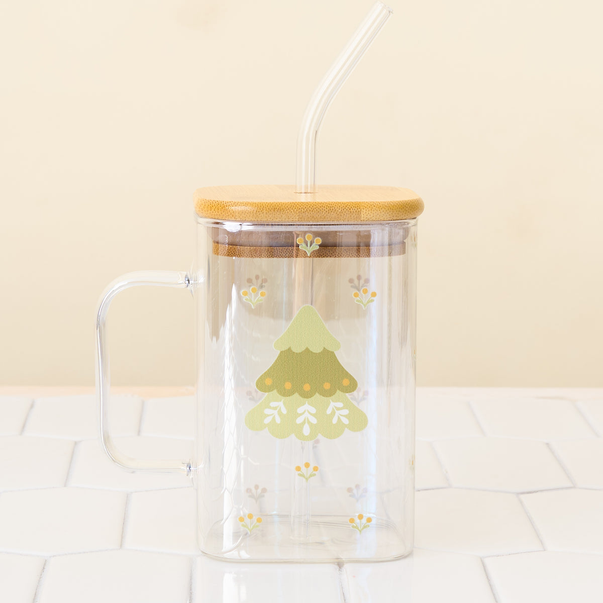 Christmas Tree Square Glass Cup