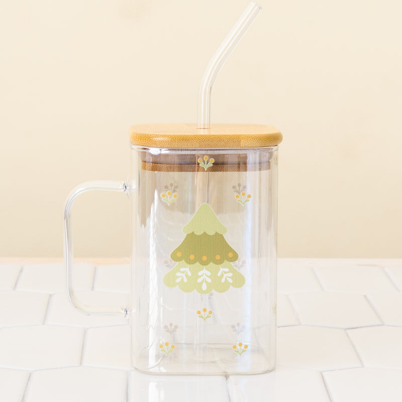 Christmas Tree Square Glass Cup