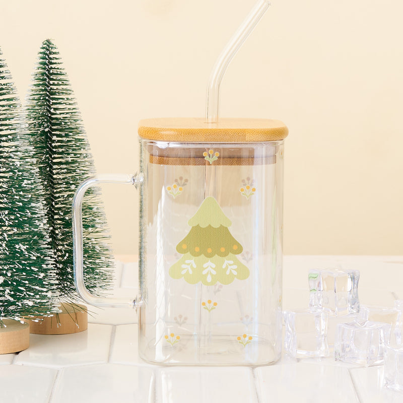 Christmas Tree Square Glass Cup