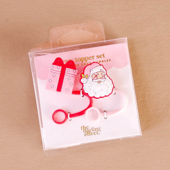 Jolly Santa Straw Topper Set