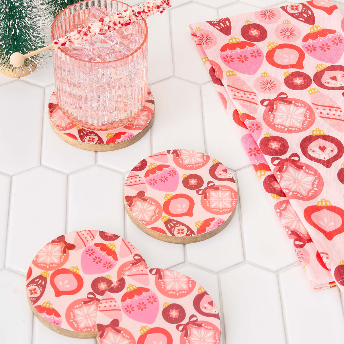 Merry Ornaments Tea Towel