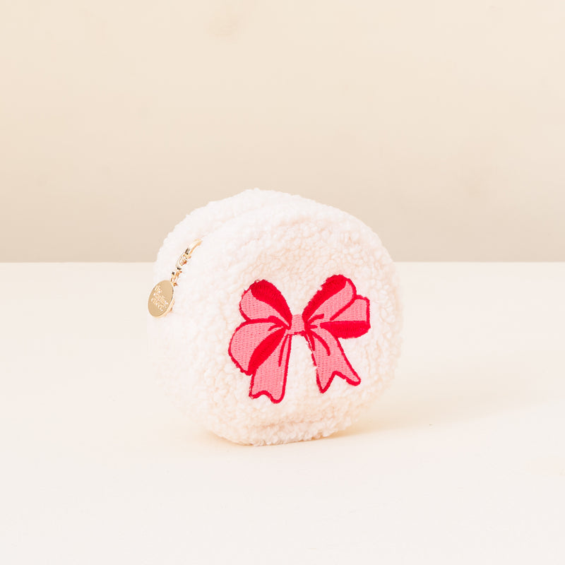 Red Bow Circle Teddy Pouch