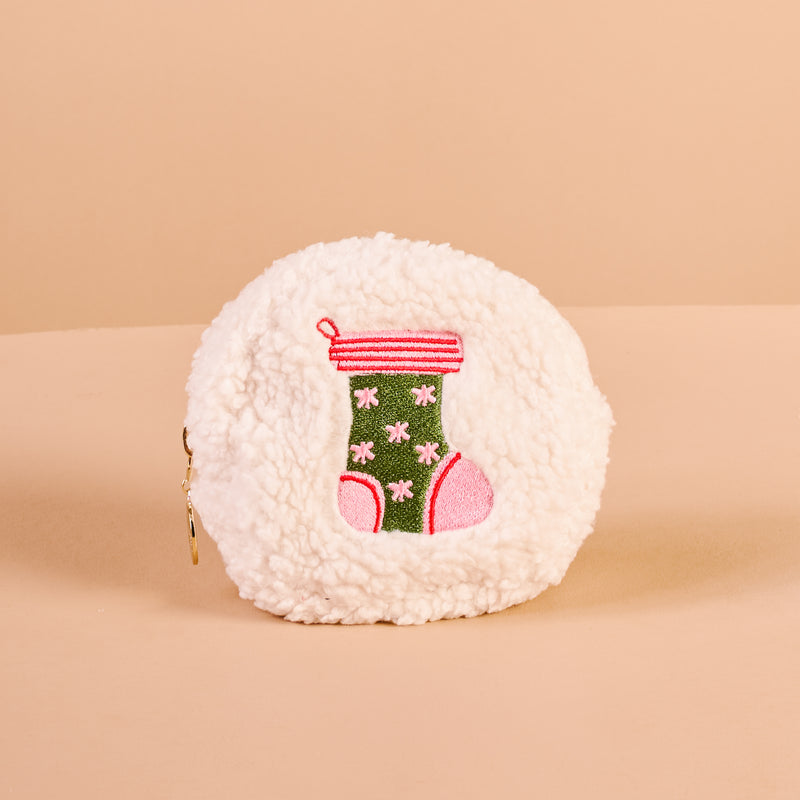Circle Holiday Stocking Teddy Pouch